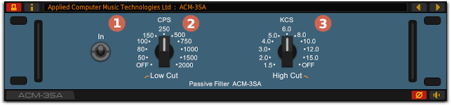 Front panel of the ACM-3SA passive filter plug-in for Windows and Linux