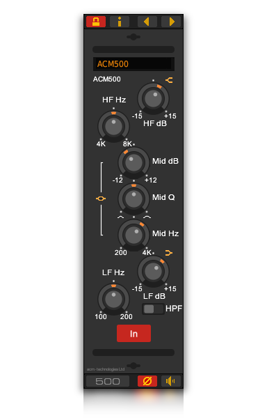 The ACM500 channel EQ VST plug-in for Windows and Linux