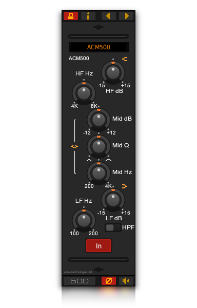 The ACM500 channel EQ VST plug-in for Windows and Linux