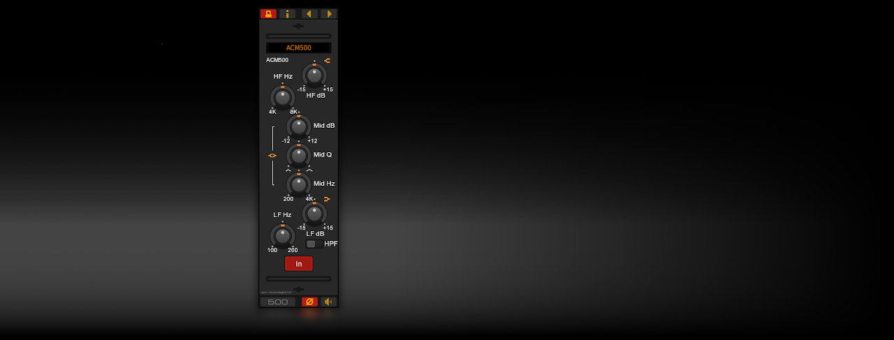 The ACM500 channel EQ plug-in for Windows and Linux