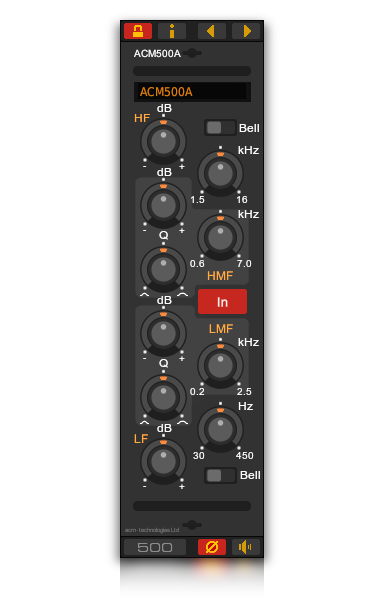 The ACM500A professional console channel EQ VST plug-in for Linux
