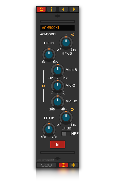 The ACM500X1 channel EQ VST plug-in for Linux