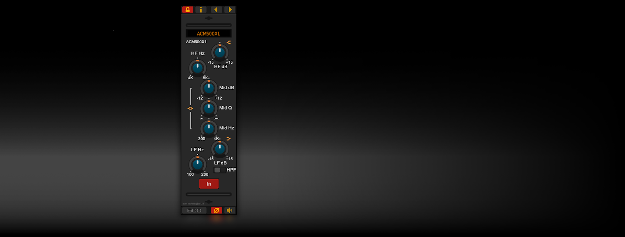 The ACM500X1 channel EQ plug-in for Windows and Linux