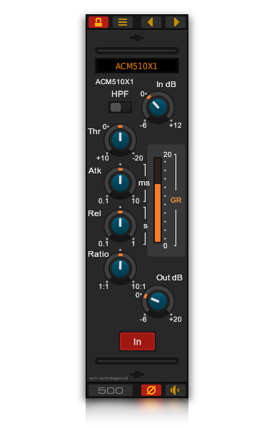 The ACM510X1 channel compressor VST plug-in for Windows and Linux