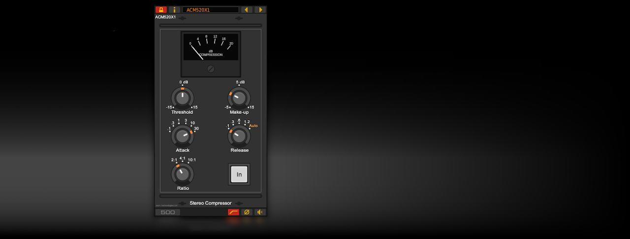 The ACM520X1 stereo bus compressor plug-in for Windows and Linux
